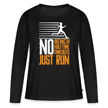 Pas de banc, pas de mi-temps, pas de temps mort, juste 3 points d’arrêt - T-shirt manches longues Premium bio Femme - noir - Devant - Julia (174cm)