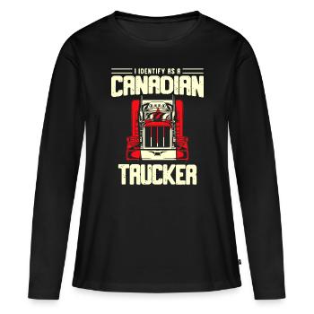I Identify As A Canadian Trucker Truck Driver - Women's Premium Organic Long Sleeve Shirt - black - Front - Julia (174cm)