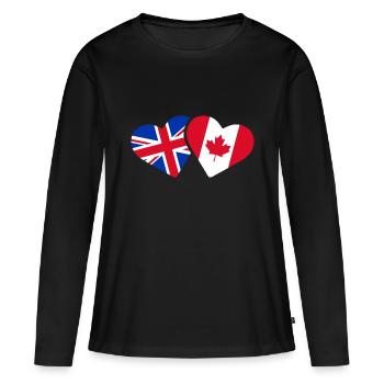 Drapeau du Canada du Royaume-Uni - Cœur Amour des Canadiens britanniques - T-shirt manches longues Premium bio Femme - noir - Devant - Julia (174cm)
