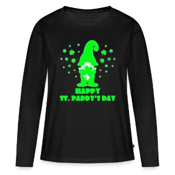 St. Paddy's Day St. Patricks Day Gnom Irisch - Frauen Premium Bio Langarmshirt - Schwarz - Vorne - Julia (174cm)