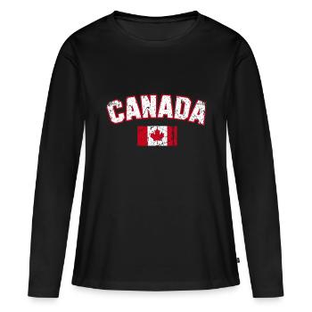 CANADA Flag Vintage | Hommes Femmes Enfants | CANADA - T-shirt manches longues Premium bio Femme - noir - Devant - Julia (174cm)