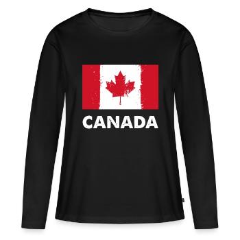 Drapeau du Canada | Canadien - T-shirt manches longues Premium bio Femme - noir - Devant - Julia (174cm)