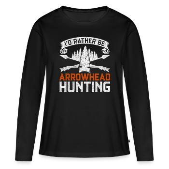 Pointes de flèches Je préfère chasser les pointes de flèches - T-shirt manches longues Premium bio Femme - noir - Devant - Julia (174cm)