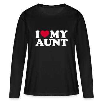 Ich liebe meine Tante - Frauen Premium Bio Langarmshirt - Schwarz - Vorne - Julia (174cm)