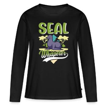 Phoque chuchotant, phoque de mer, phoque, phoque - T-shirt manches longues Premium bio Femme - noir - Devant - Julia (174cm)