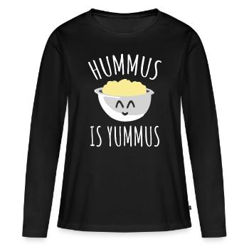 Hummus Is Yummus - Vegan - Women's Premium Organic Long Sleeve Shirt - black - Front - Julia (174cm)