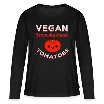 Vegan From My Head Tomatoes - T-shirt manches longues Premium bio Femme - noir - Devant - Julia (174cm)