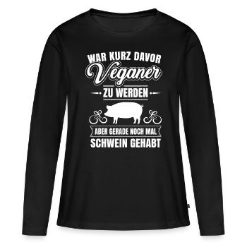 Anti Vegan Funny Saying Pig Gehabt Fleischfresser - Women's Premium Organic Long Sleeve Shirt - black - Front - Julia (174cm)