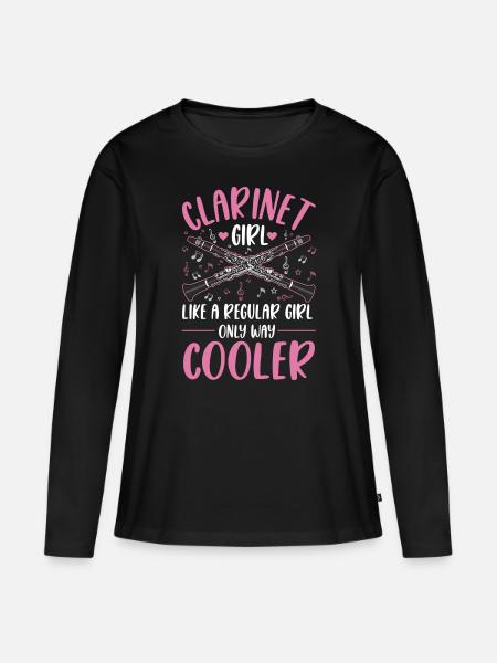 Klarinette Mädchen Klarinettistin - Frauen Premium Bio Langarmshirt - Schwarz