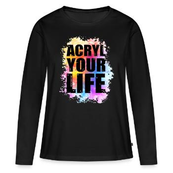 Maler Leinwand Flüssigkeit Malerei Kunst Farbe - Frauen Premium Bio Langarmshirt - Schwarz - Vorne - Julia (174cm)