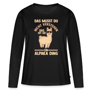 Alpaka - Frauen Premium Bio Langarmshirt - Schwarz - Vorne - Julia (174cm)