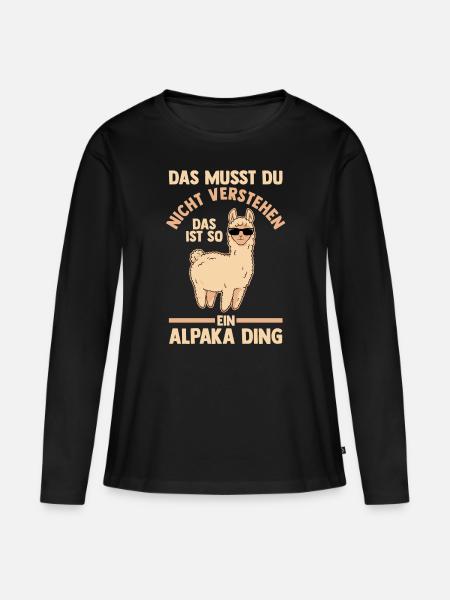 Alpaka - Frauen Premium Bio Langarmshirt - Schwarz