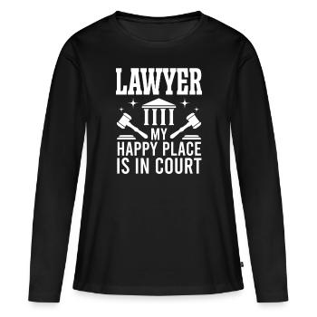 Avocat Happy Place In Court Avocat Avocat - T-shirt manches longues Premium bio Femme - noir - Devant - Julia (174cm)
