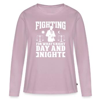 Avocat se battant pour quel droit Avocat Avocat - T-shirt manches longues Premium bio Femme - rose poudré - Devant - Julia (174cm)
