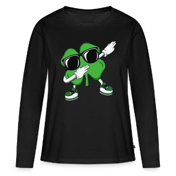 Dabbing Shamrock St Patrick’s Day - T-shirt manches longues Premium bio Femme - noir - Devant - Julia (174cm)