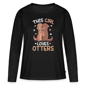 This Girl loves loves Otters Girls Kids Otter - Women's Premium Organic Long Sleeve Shirt - black - Front - Julia (174cm)