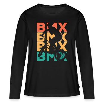 Cadeau Retro Vintage BMX pour les coureurs de BMX - T-shirt manches longues Premium bio Femme - noir - Devant - Julia (174cm)
