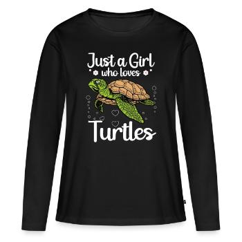 Funny Sea Turtle For Women Girls Turtle Lover - Women's Premium Organic Long Sleeve Shirt - black - Front - Julia (174cm)