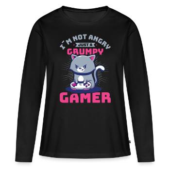 Jeux, Jeux d’argent, Jeux vidéo, Gamer - T-shirt manches longues Premium bio Femme - noir - Devant - Julia (174cm)