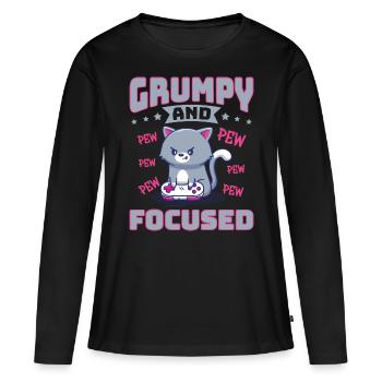 Jeux, Jeux d’argent, Jeux vidéo, Gamer - T-shirt manches longues Premium bio Femme - noir - Devant - Julia (174cm)