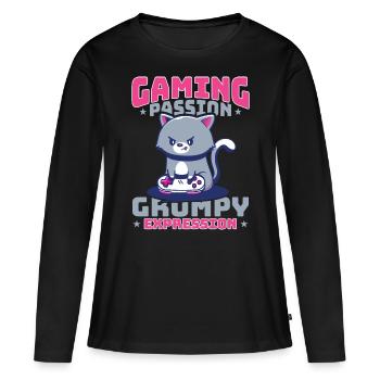 Jeux, Jeux d’argent, Jeux vidéo, Gamer - T-shirt manches longues Premium bio Femme - noir - Devant - Julia (174cm)