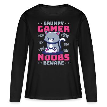 Jeux, Jeux d’argent, Jeux vidéo, Gamer - T-shirt manches longues Premium bio Femme - noir - Devant - Julia (174cm)