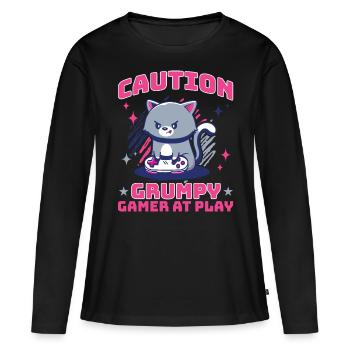 Jeux, Jeux d’argent, Jeux vidéo, Gamer - T-shirt manches longues Premium bio Femme - noir - Devant - Julia (174cm)