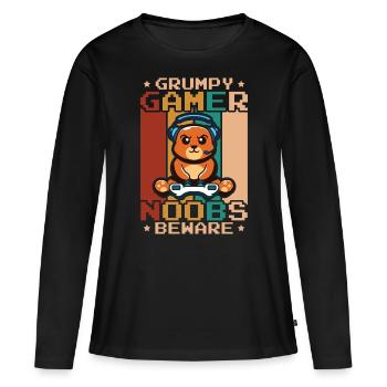 Jeux, Jeux d’argent, Jeux vidéo, Gamer - T-shirt manches longues Premium bio Femme - noir - Devant - Julia (174cm)