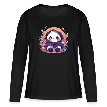 Panda Pandas Panda Ours Bébés Pandas Animaux - T-shirt manches longues Premium bio Femme - noir - Devant - Julia (174cm)