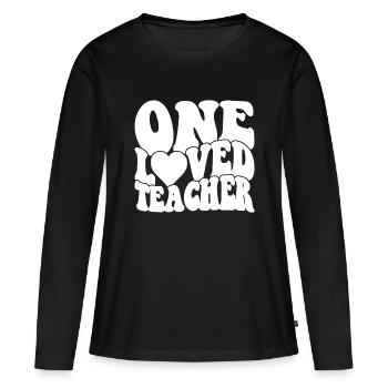 Retro Groovy Teacher Valentines Day - Women's Premium Organic Long Sleeve Shirt - black - Front - Julia (174cm)