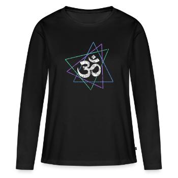 Méditation - T-shirt manches longues Premium bio Femme - noir - Devant - Julia (174cm)