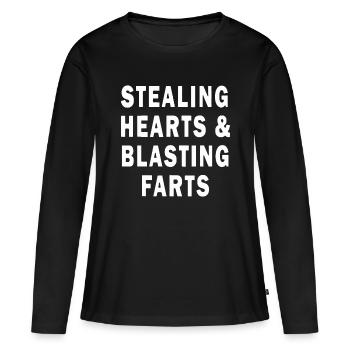 Herzen stehlen und Fürze sprengen - Frauen Premium Bio Langarmshirt - Schwarz - Vorne - Julia (174cm)