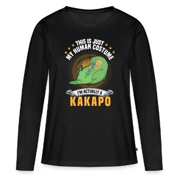 Kakapo Kostüm flugunfähiger Papagei - Frauen Premium Bio Langarmshirt - Schwarz - Vorne - Julia (174cm)