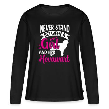 Mädchen und ihr Hovawart Derber Bauernhund - Frauen Premium Bio Langarmshirt - Schwarz - Vorne - Julia (174cm)