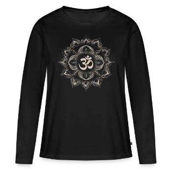 Résonance cosmique : le Om sacré - T-shirt manches longues Premium bio Femme - noir - Devant - Julia (174cm)