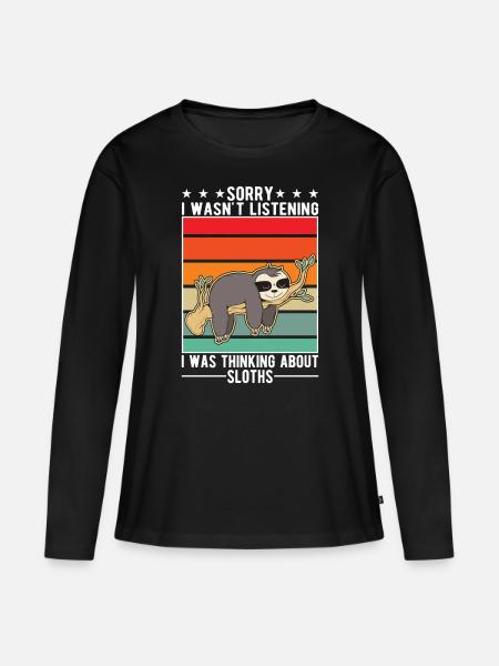 Faultier Liebhaber - Frauen Premium Bio Langarmshirt - Schwarz