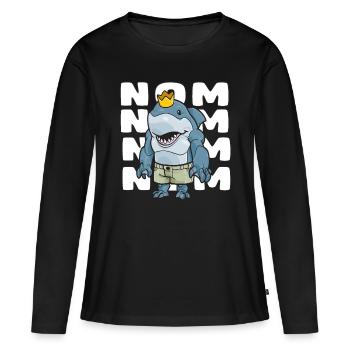König des Ozeans Hungriger Hai Baby Nom Nom Sommer - Frauen Premium Bio Langarmshirt - Schwarz - Vorne - Julia (174cm)