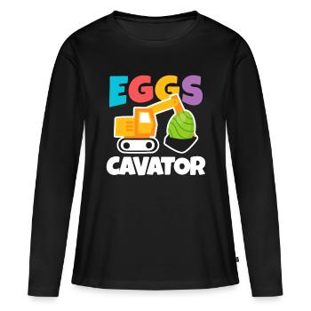Ostern Kinder Kleinkinder Eiersuche Lustig - Frauen Premium Bio Langarmshirt - Schwarz - Vorne - Julia (174cm)