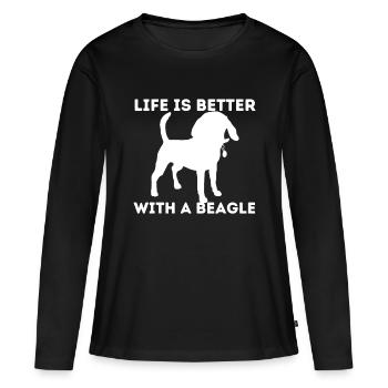 La vie est meilleure avec un beagle - Beagle Dog Lover - T-shirt manches longues Premium bio Femme - noir - Devant - Julia (174cm)