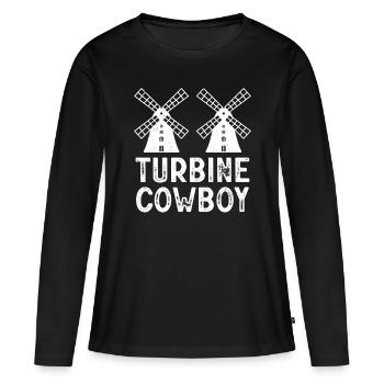 Turbine Cowboy Windmill Whisperer Renewables - T-shirt manches longues Premium bio Femme - noir - Devant - Julia (174cm)