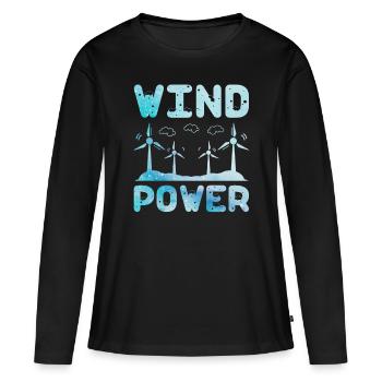 Énergie éolienne, éolienne, énergies renouvelables, - T-shirt manches longues Premium bio Femme - noir - Devant - Julia (174cm)