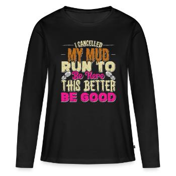 Course drôle parfaite - T-shirt manches longues Premium bio Femme - noir - Devant - Julia (174cm)