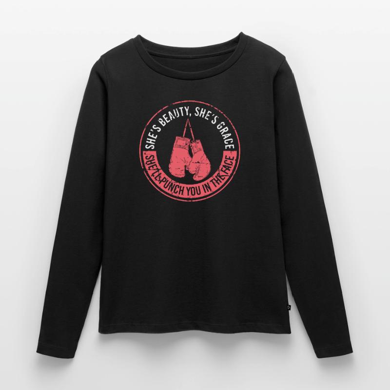 Sie wird dir ins Gesicht schlagen Boxmädchen Frauen Premium Bio Langarmshirt