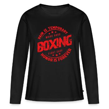 Pain Is Temporary Work Hard Boxing Fight Easy - Women's Premium Organic Long Sleeve Shirt - black - Front - Julia (174cm)
