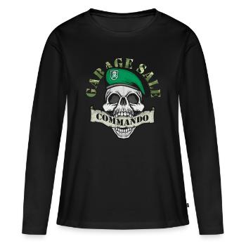 Vente de garage Commando Marché aux puces Chasseur de bonnes affaires - T-shirt manches longues Premium bio Femme - noir - Devant - Julia (174cm)