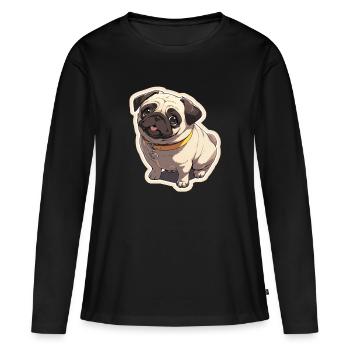 Mops Mops Hund Mops Geschenke Mops Liebhaber - Frauen Premium Bio Langarmshirt - Schwarz - Vorne - Julia (174cm)
