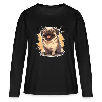 Mops Mops Hund Mops Geschenke Mops Liebhaber - Frauen Premium Bio Langarmshirt - Schwarz - Vorne - Julia (174cm)