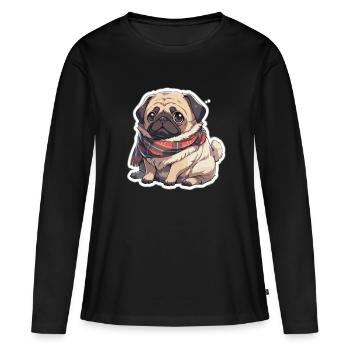 Mops Mops Hund Mops Geschenke Mops Liebhaber - Frauen Premium Bio Langarmshirt - Schwarz - Vorne - Julia (174cm)