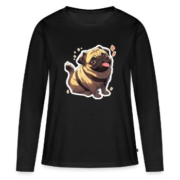 Mops Mops Hund Mops Geschenke Mops Liebhaber - Frauen Premium Bio Langarmshirt - Schwarz - Vorne - Julia (174cm)