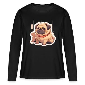 Mops Mops Hund Mops Geschenke Mops Liebhaber - Frauen Premium Bio Langarmshirt - Schwarz - Vorne - Julia (174cm)
